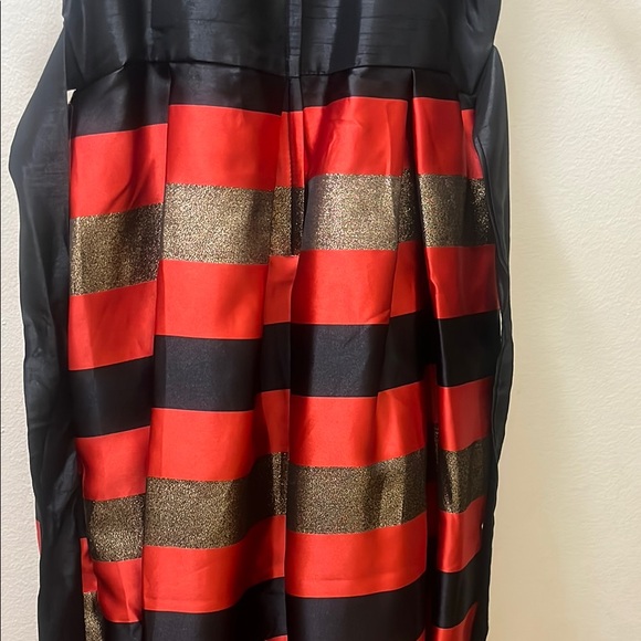 Black, Red and Glitter Gold Elegant Fit and Flare Sleeveless Pleated Dress Girl - Picture 6 of 17